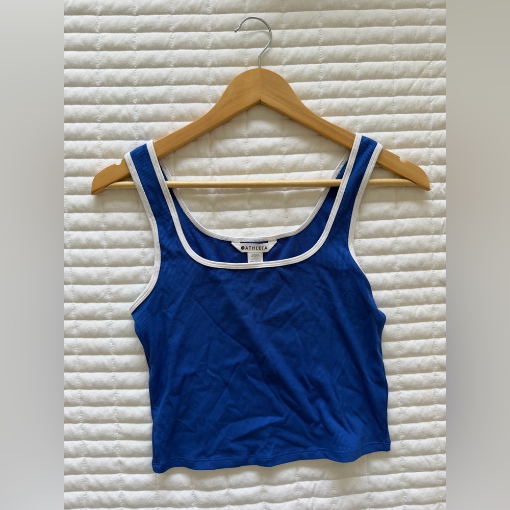 Athleta Royal Blue Tank Top with White Trim